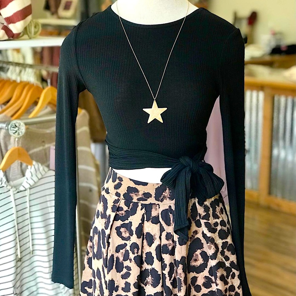 Wild Honey Tie Long Sleeve Crop Top